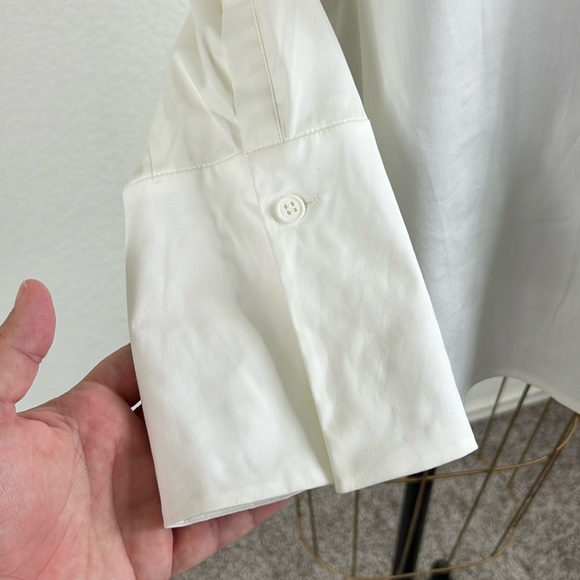 Lafayette 148 New York Sea Amy Off Shoulder Blouse in White Poplin - Picture 2 of 10